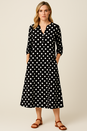 Vestido Ana Maria Decote V Manga Longa