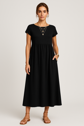 Vestido Alice  Midi e Manga Curta