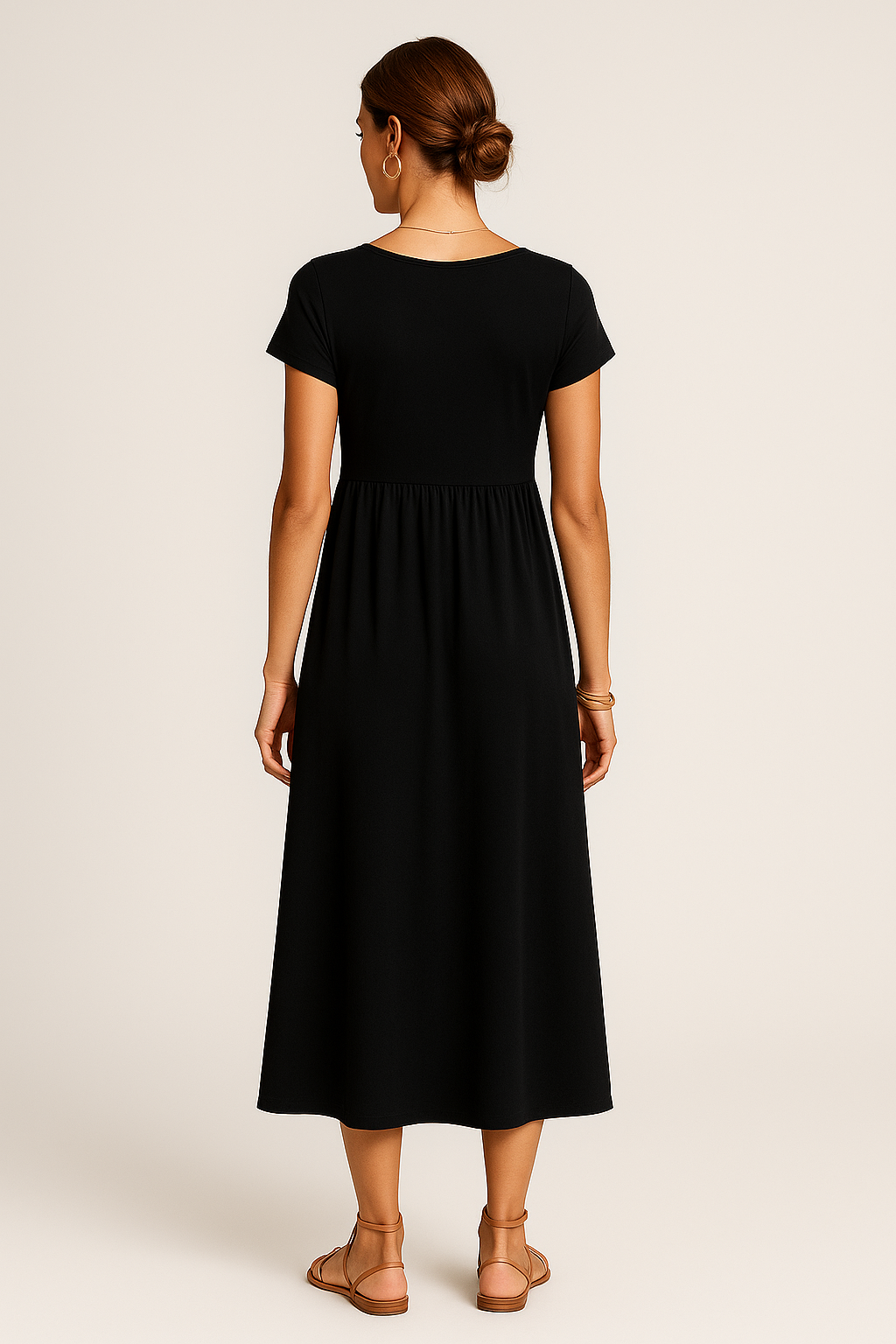 Vestido Alice  Midi e Manga Curta