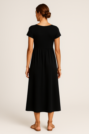 Vestido Alice  Midi e Manga Curta