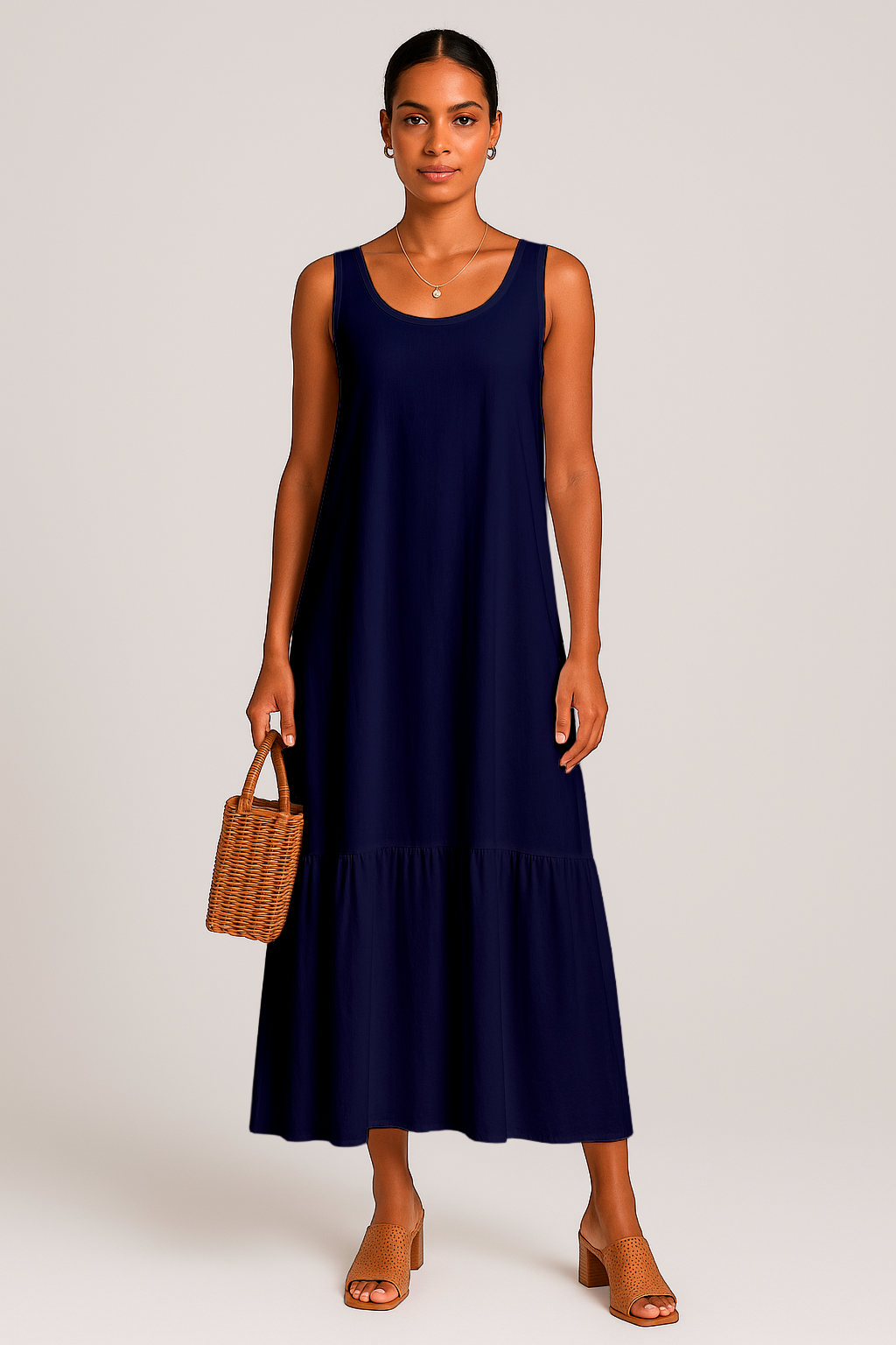 Vestido Sophia Longo com Babado na Barra