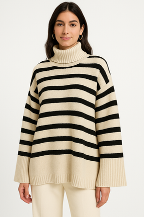 Suéter Nina Listrado Atemporal e Confortável