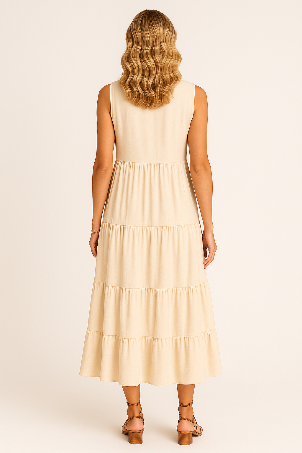 Vestido Maia Decote V com Botões e Saia 3 Marias