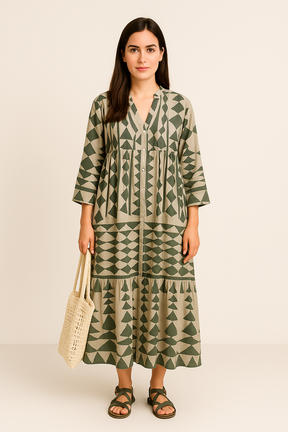 Vestido  Longuete™  Tecido Leve Estiloso e Moderno