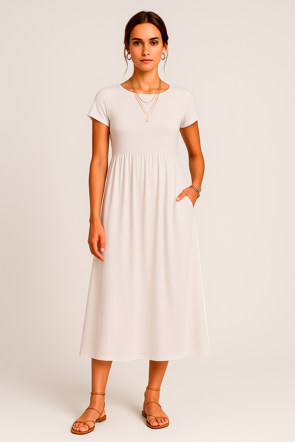 Vestido Alice  Midi e Manga Curta