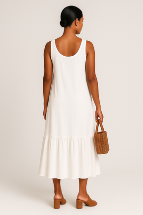 Vestido Sophia Longo com Babado na Barra