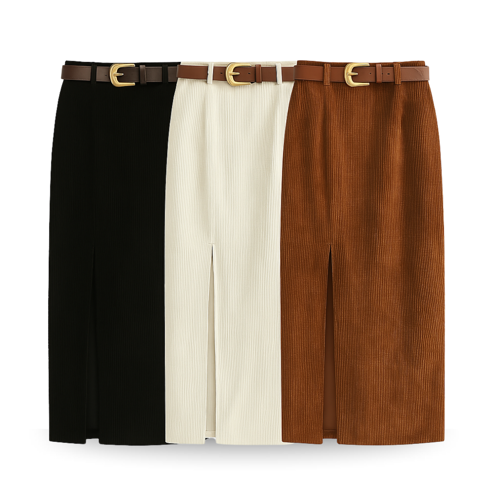 Saia Megyn Mid em Veludo cotelê