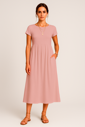 Vestido Alice  Midi e Manga Curta