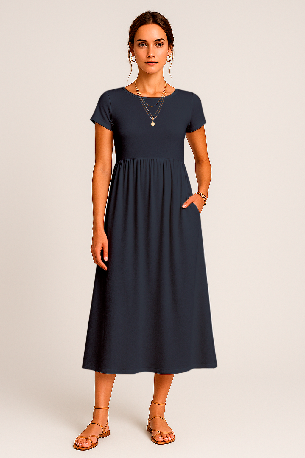 Vestido Alice  Midi e Manga Curta