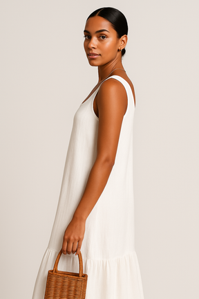 Vestido Sophia Longo com Babado na Barra