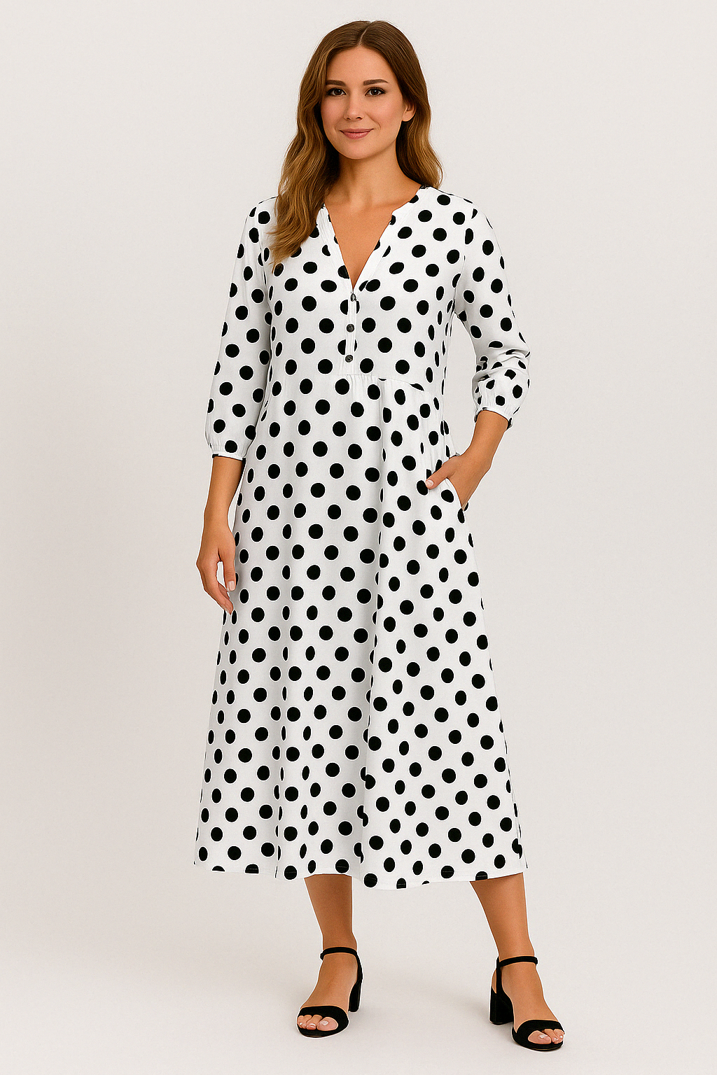 Vestido Ana Maria Decote V Manga Longa